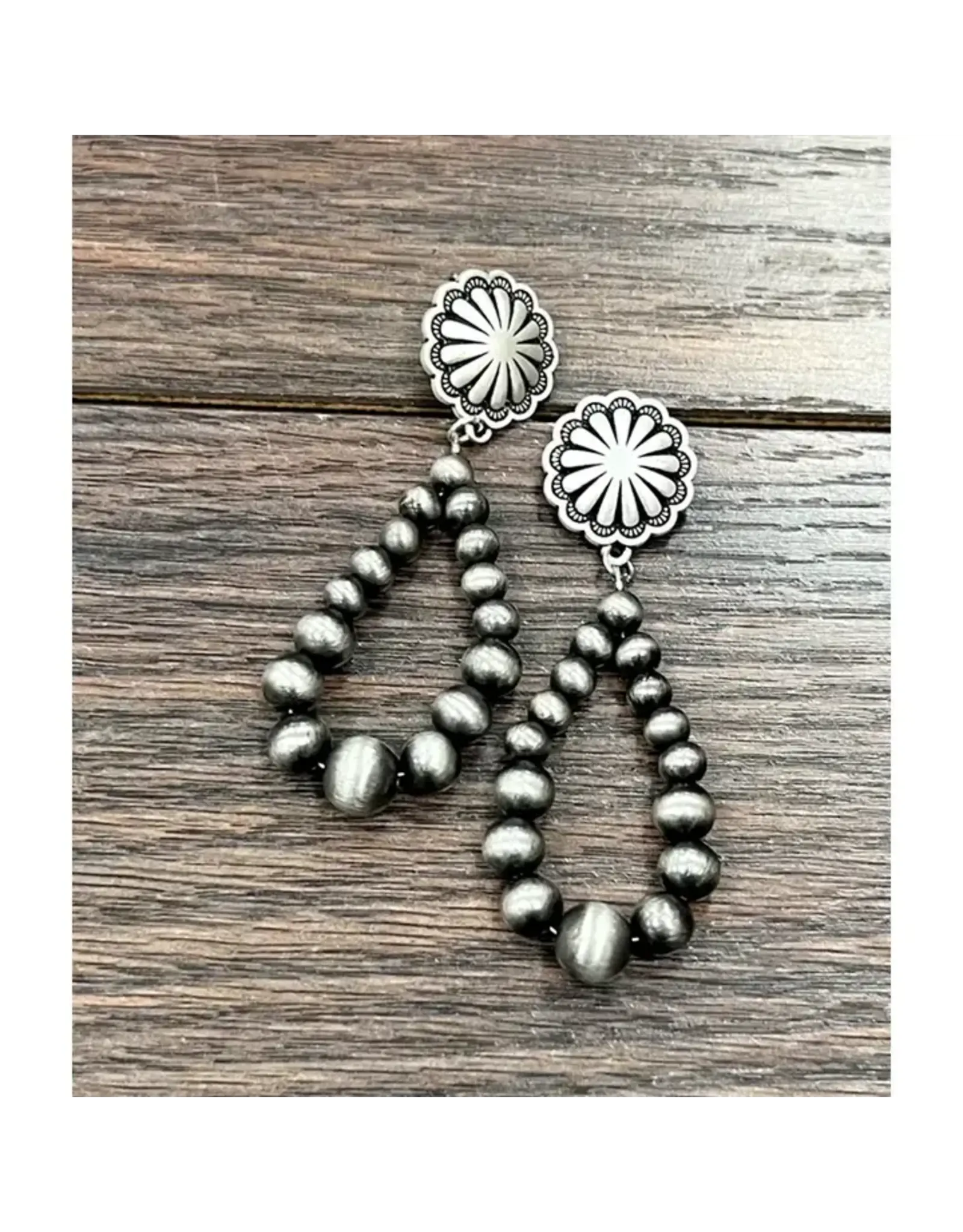 EARRING HOOP TEARDROP NAVAJO PEARL CONCHO STUD