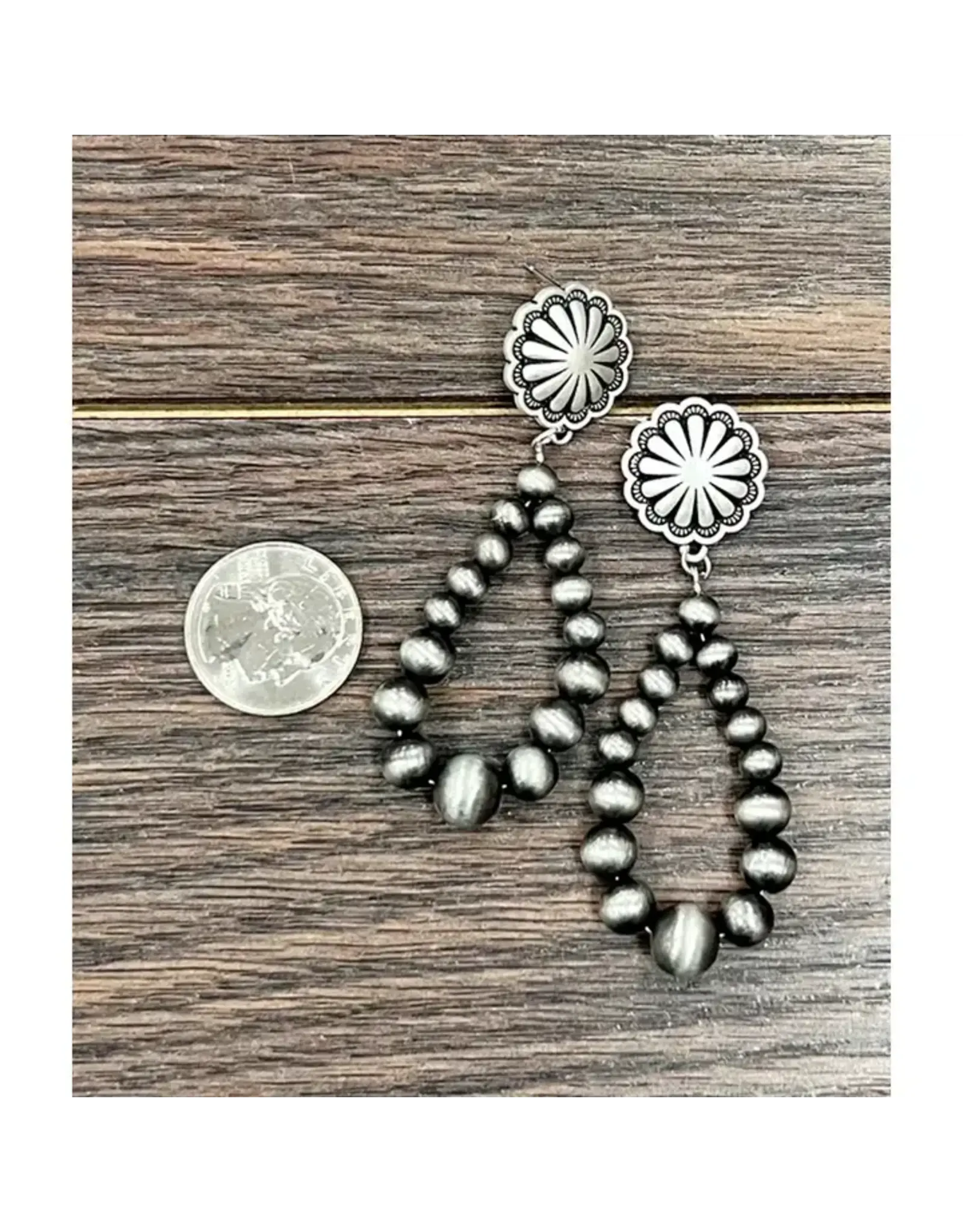 EARRING HOOP TEARDROP NAVAJO PEARL CONCHO STUD