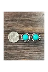 EARRING STUD TURQUOISE CIRCLE ROPE EDGE