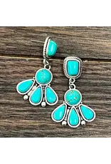 EARRING SQUARE TURQUOISE POST DANGLE TURQUOISE