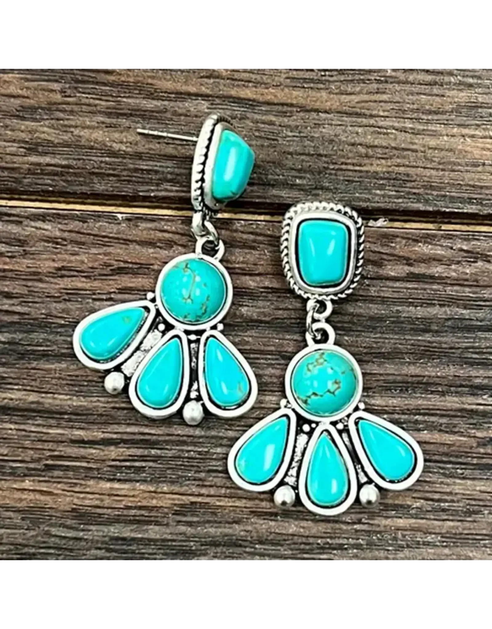 EARRING SQUARE TURQUOISE POST DANGLE TURQUOISE