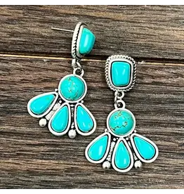 EARRING SQUARE TURQUOISE POST DANGLE TURQUOISE