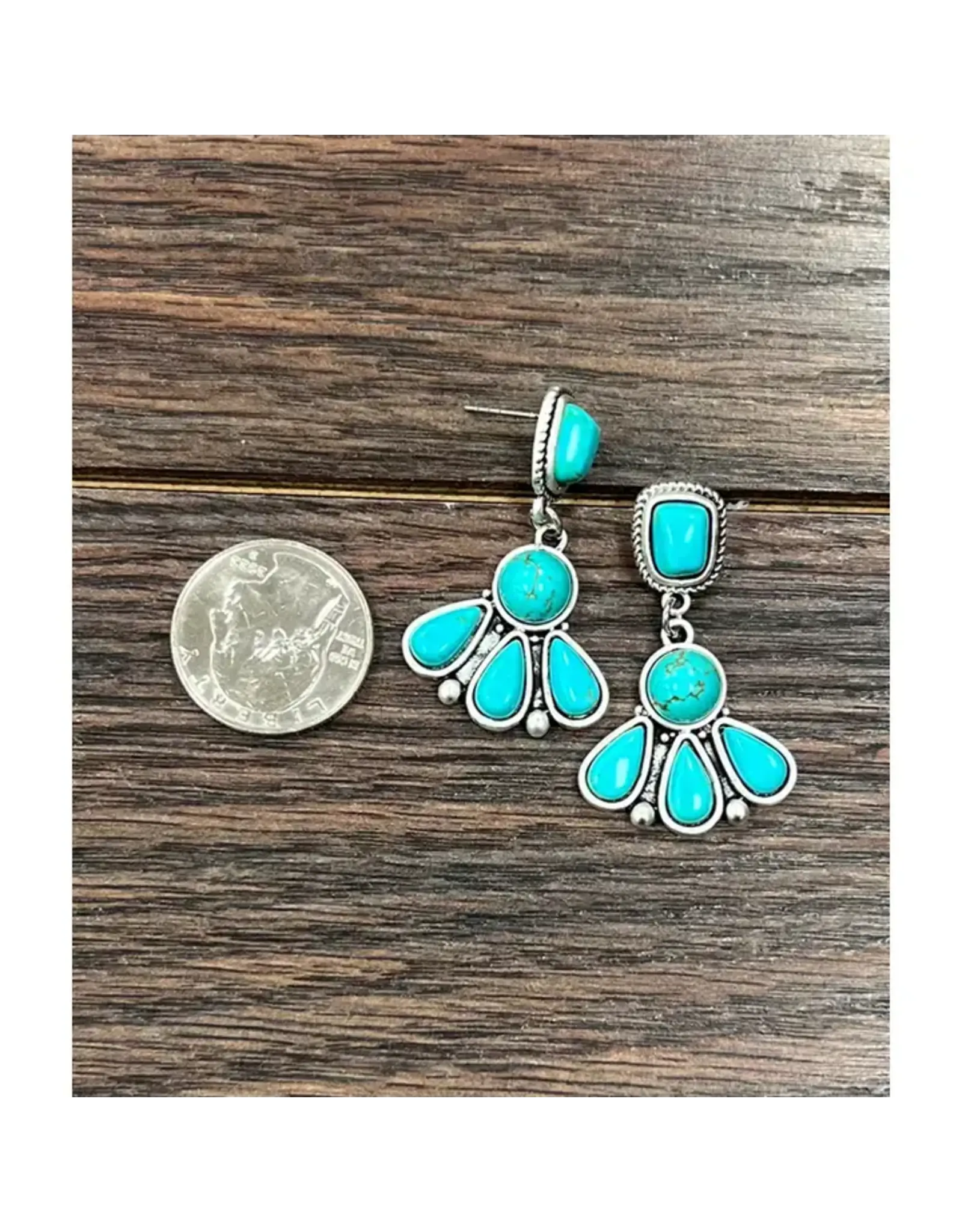 EARRING SQUARE TURQUOISE POST DANGLE TURQUOISE