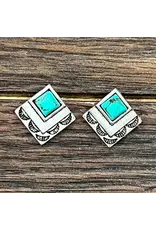 EARRING SQUARE STUD TURQUOISE SQUARE STONE