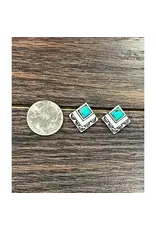 EARRING SQUARE STUD TURQUOISE SQUARE STONE