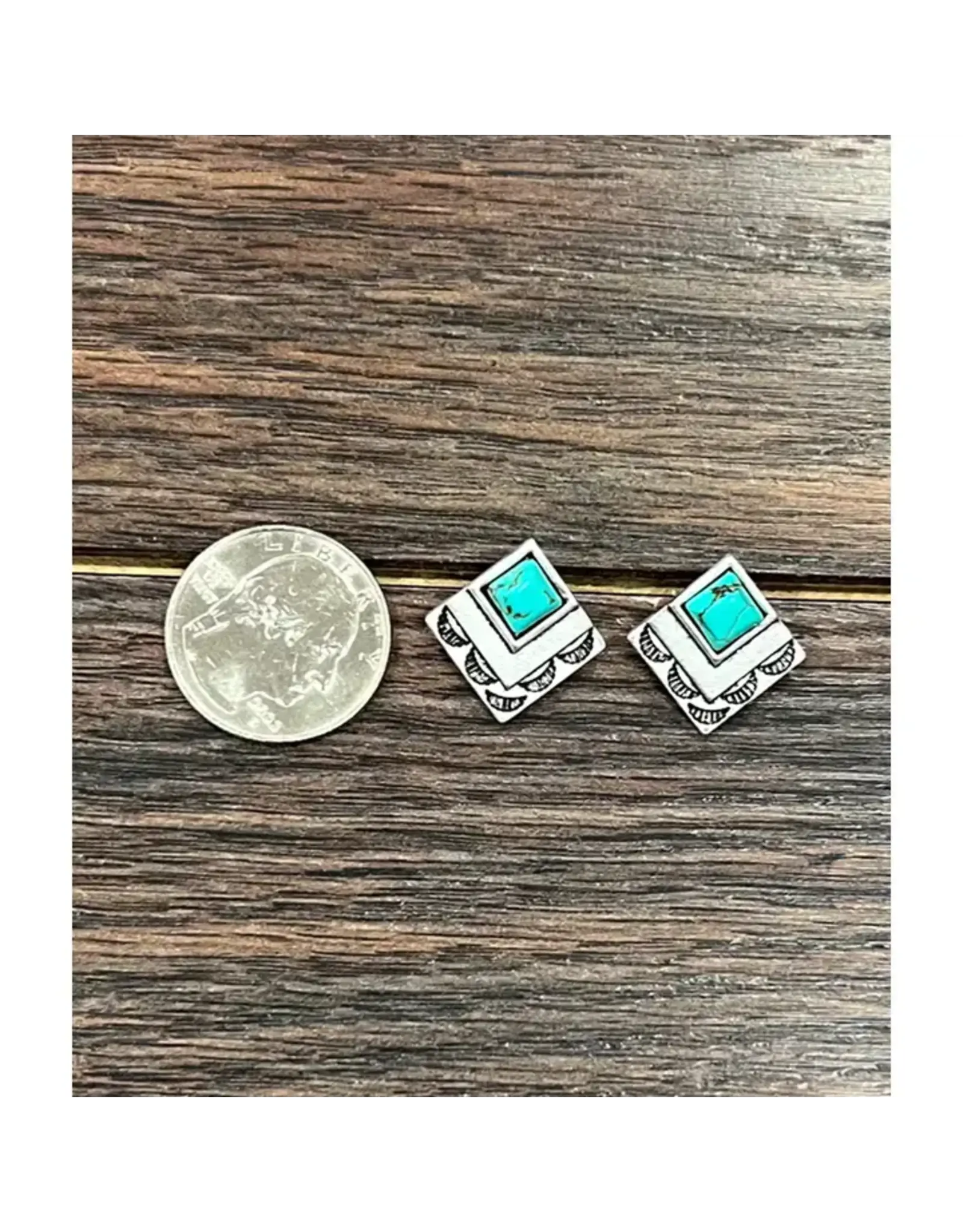 EARRING SQUARE STUD TURQUOISE SQUARE STONE