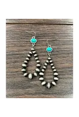 EARRING DANGLE OVAL TURQUOISE STONE NAVAJO PEARL