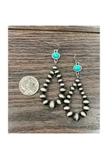 EARRING DANGLE OVAL TURQUOISE STONE NAVAJO PEARL
