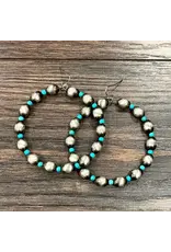 EARRING DANGLE HOOP NAVAJO PEARL TURQUOISE BEAD