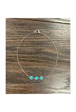 NECKLACE DAINTY 3 CIRCLE TURQUOISE STONES 15"