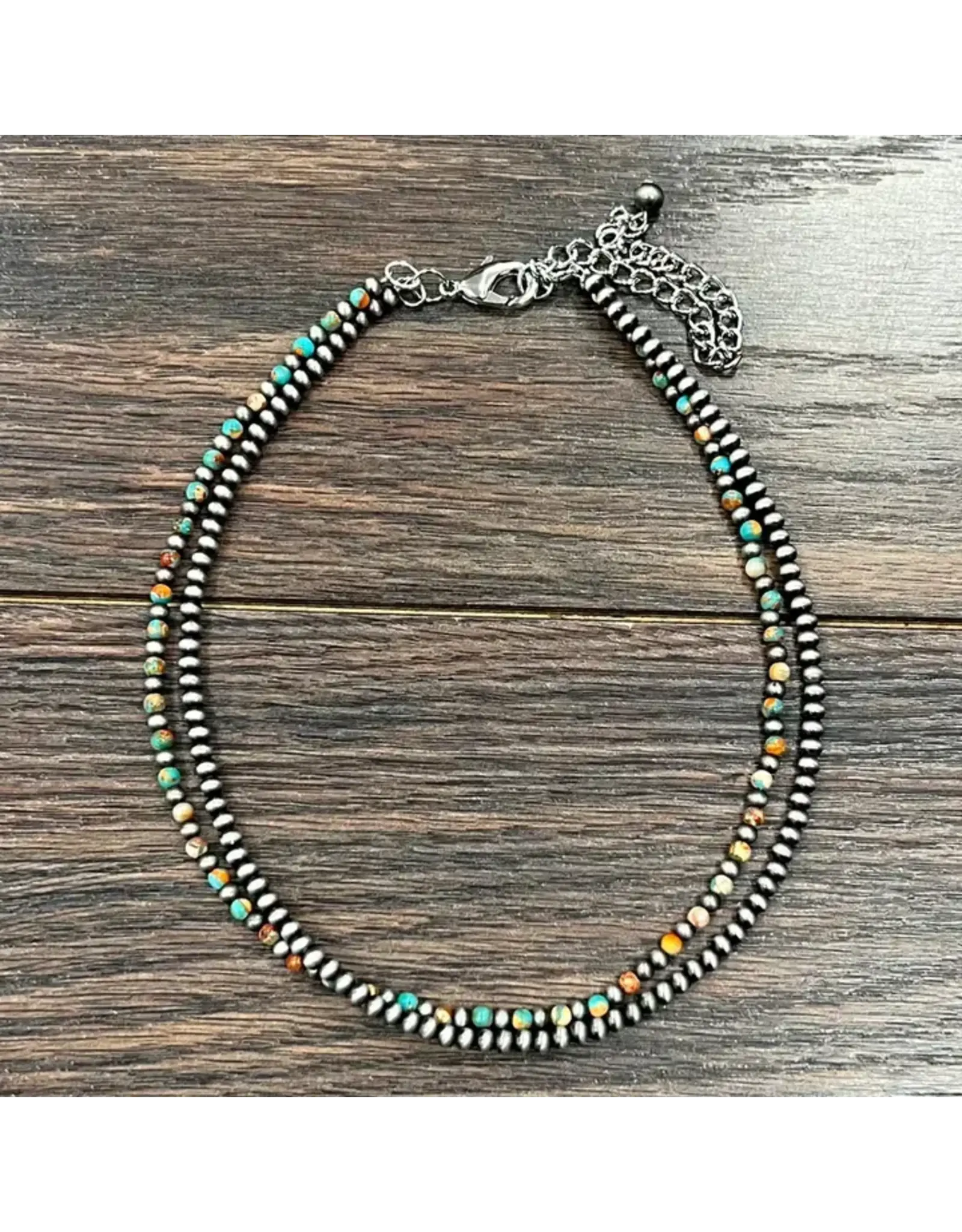NECKLACE NAVAJO PEARL 2 STRAND 15" GEMSTONE