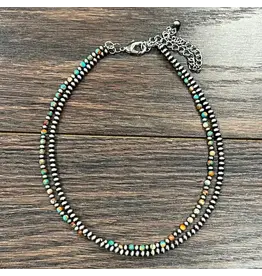 NECKLACE NAVAJO PEARL 2 STRAND 15" GEMSTONE
