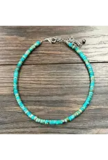 NECKLACE 15" TURQUOISE ROUND BEADS 6MM
