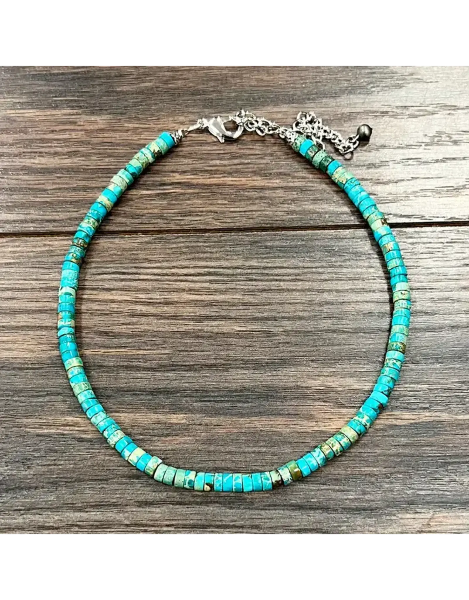 NECKLACE 15" TURQUOISE ROUND BEADS 6MM
