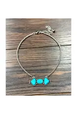 NECKLACE WESTERN 17" 3 TURQUOISE STONE LARGE BAR