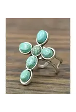 RING CROSS TURQUOISE 1.5"