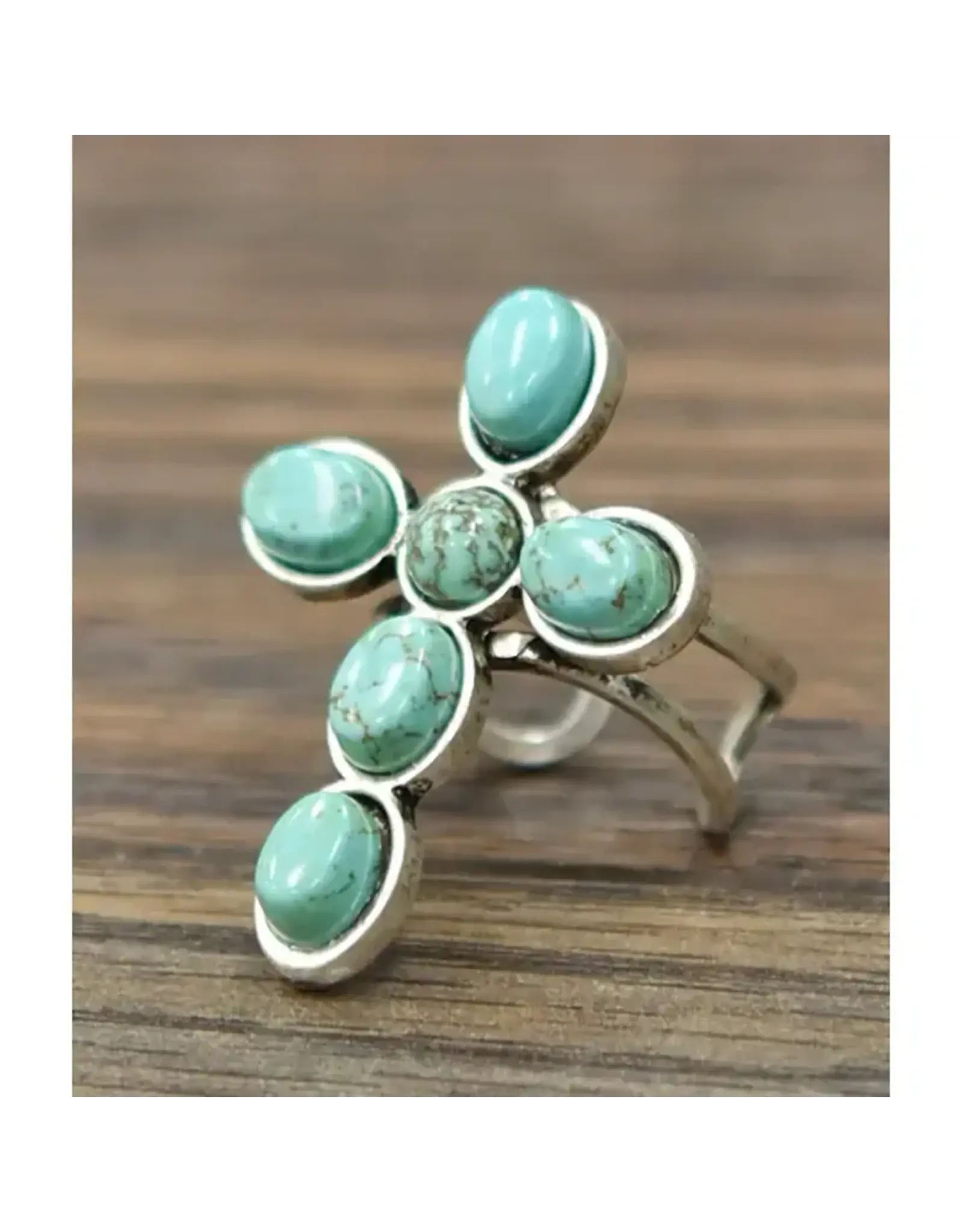RING CROSS TURQUOISE 1.5"