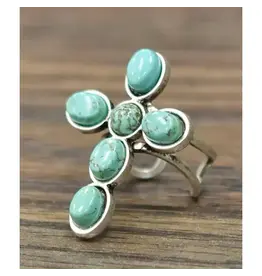 RING CROSS TURQUOISE 1.5"