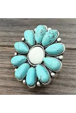 RING BIG TURQUOISE CONCHO WHITE CENTER