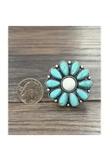 RING BIG TURQUOISE CONCHO WHITE CENTER