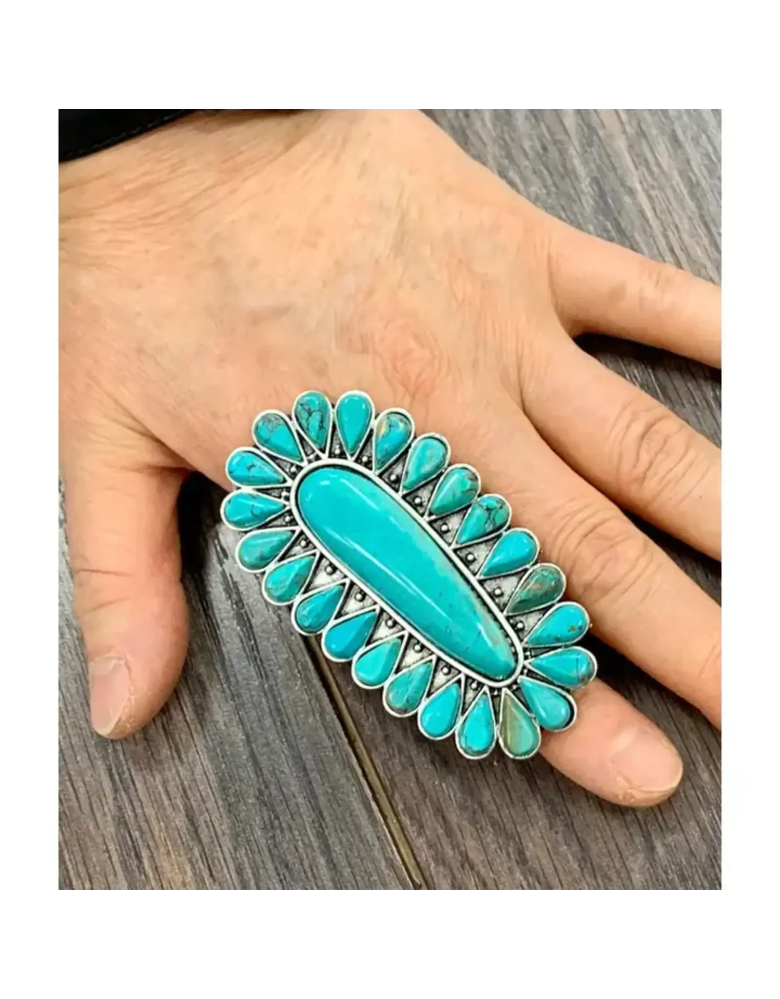 RING BIG TUQUOISE CONCHO OBLONG