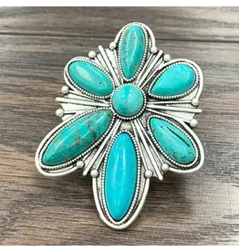 RING HUGE LOPED SIDED CONCHO TURQUOISE