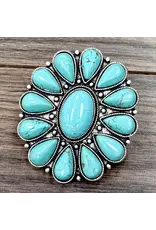 RING HUGE TURQUOISE SQUASH BLOSSOM