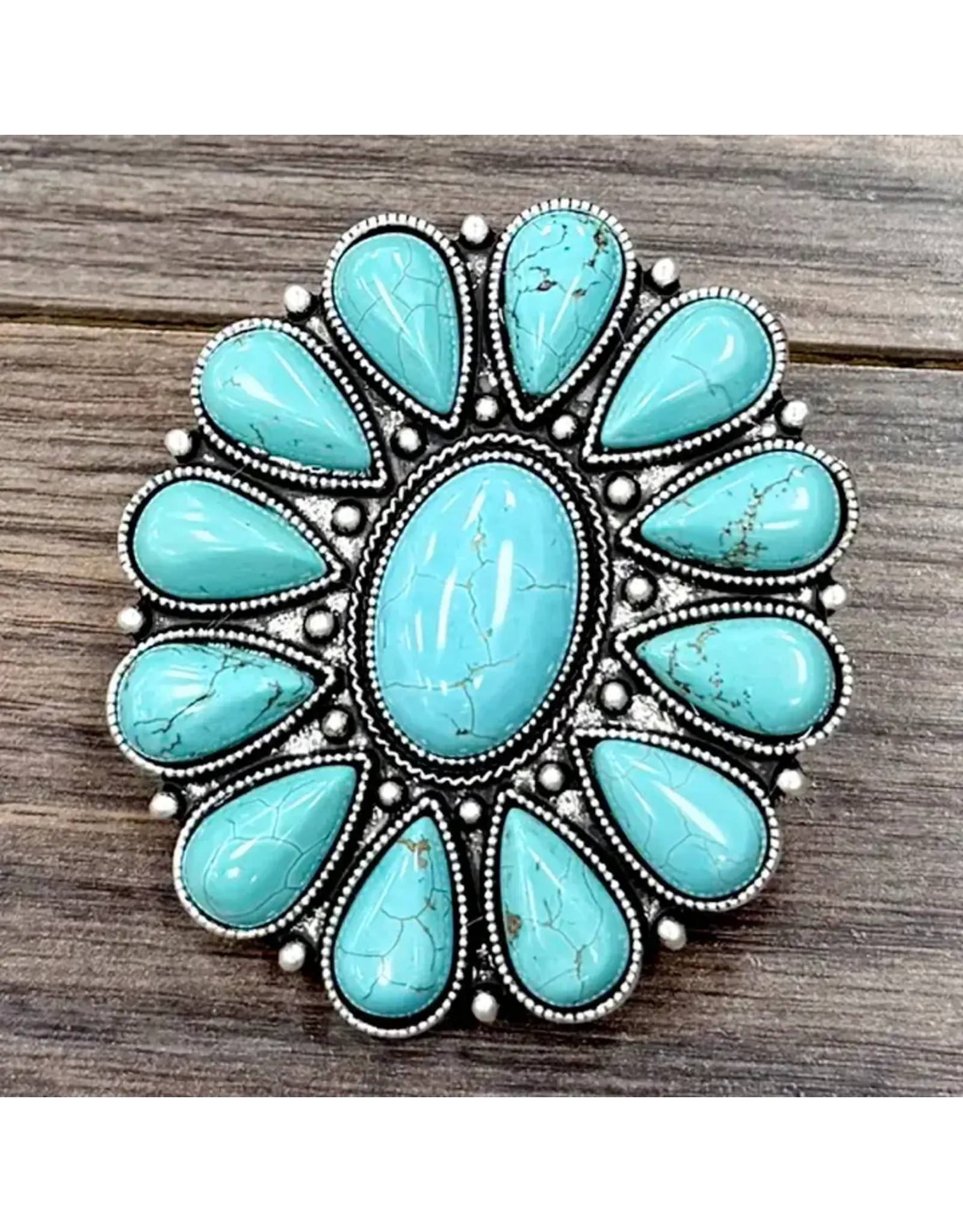 RING HUGE TURQUOISE SQUASH BLOSSOM
