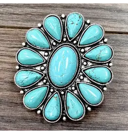 RING HUGE TURQUOISE SQUASH BLOSSOM