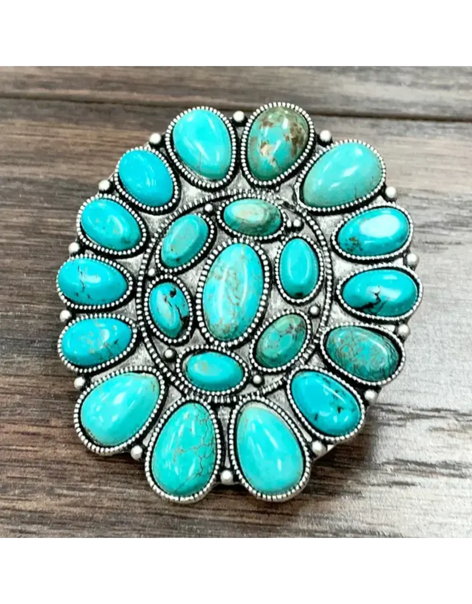 RING HUGE CLUSTER TURQUOISE STONES