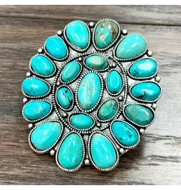 RING HUGE CLUSTER TURQUOISE STONES