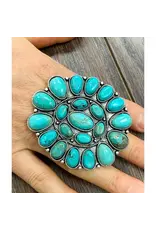 RING HUGE CLUSTER TURQUOISE STONES