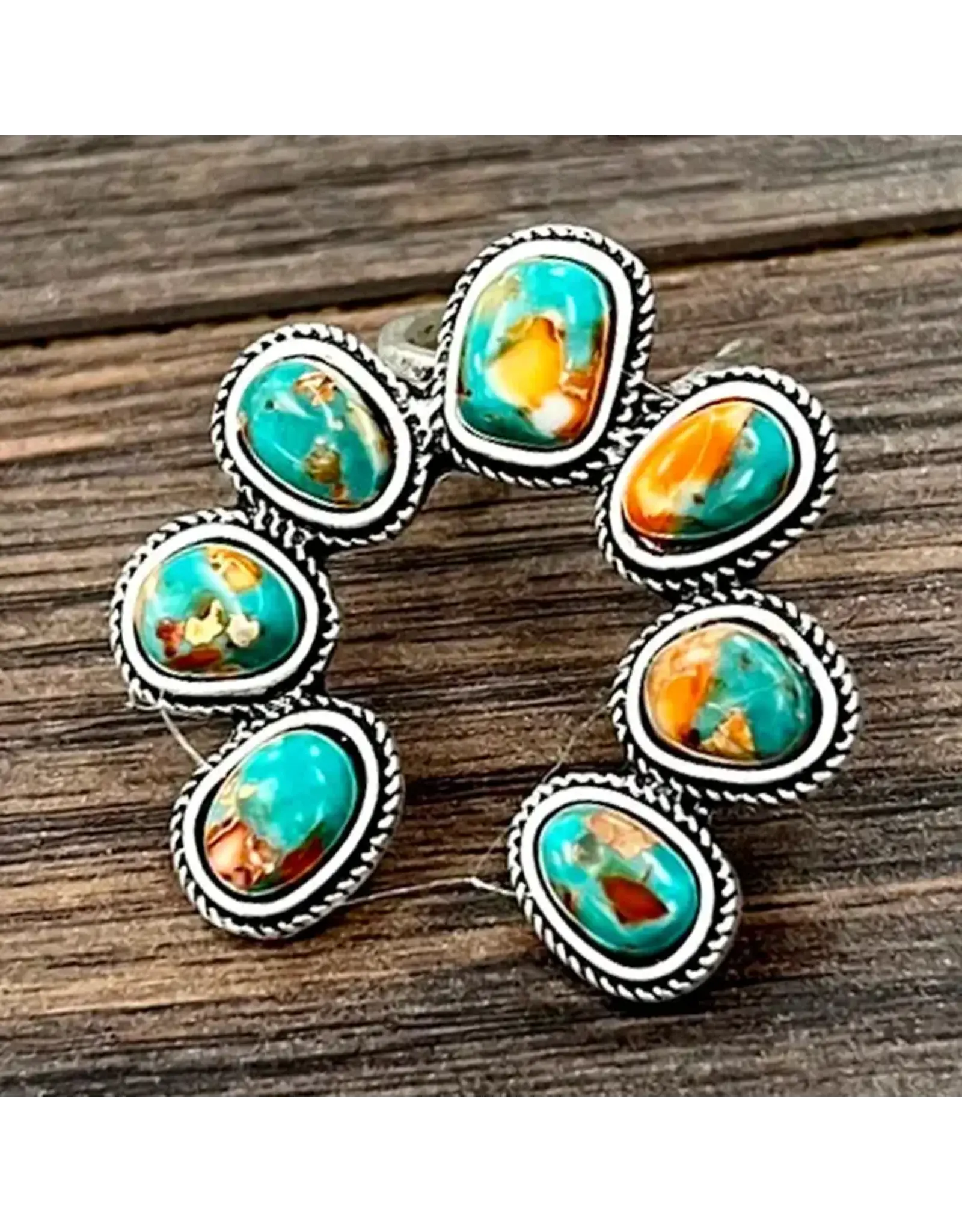 RING LARGE 1.5" SQUASH TURQUOISE GEMSTONE
