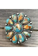RING BIG 1.8" TURQUOISE GEMSTONE CONCHO