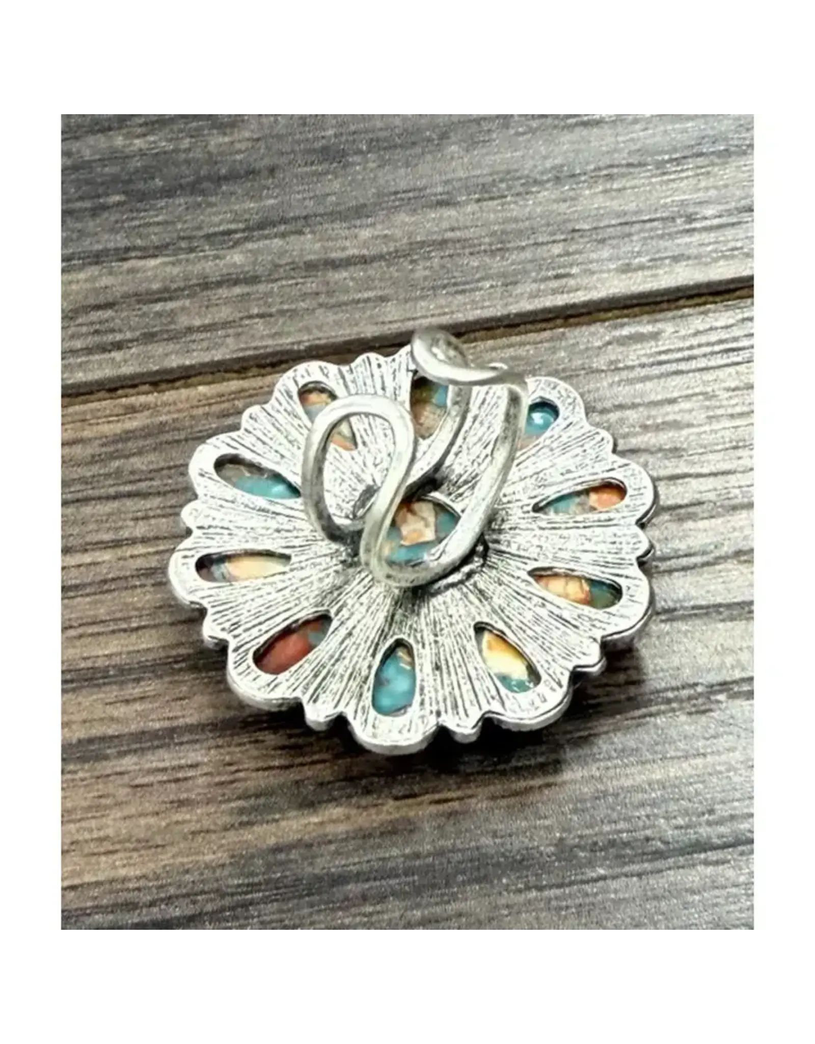 RING BIG 1.8" TURQUOISE GEMSTONE CONCHO
