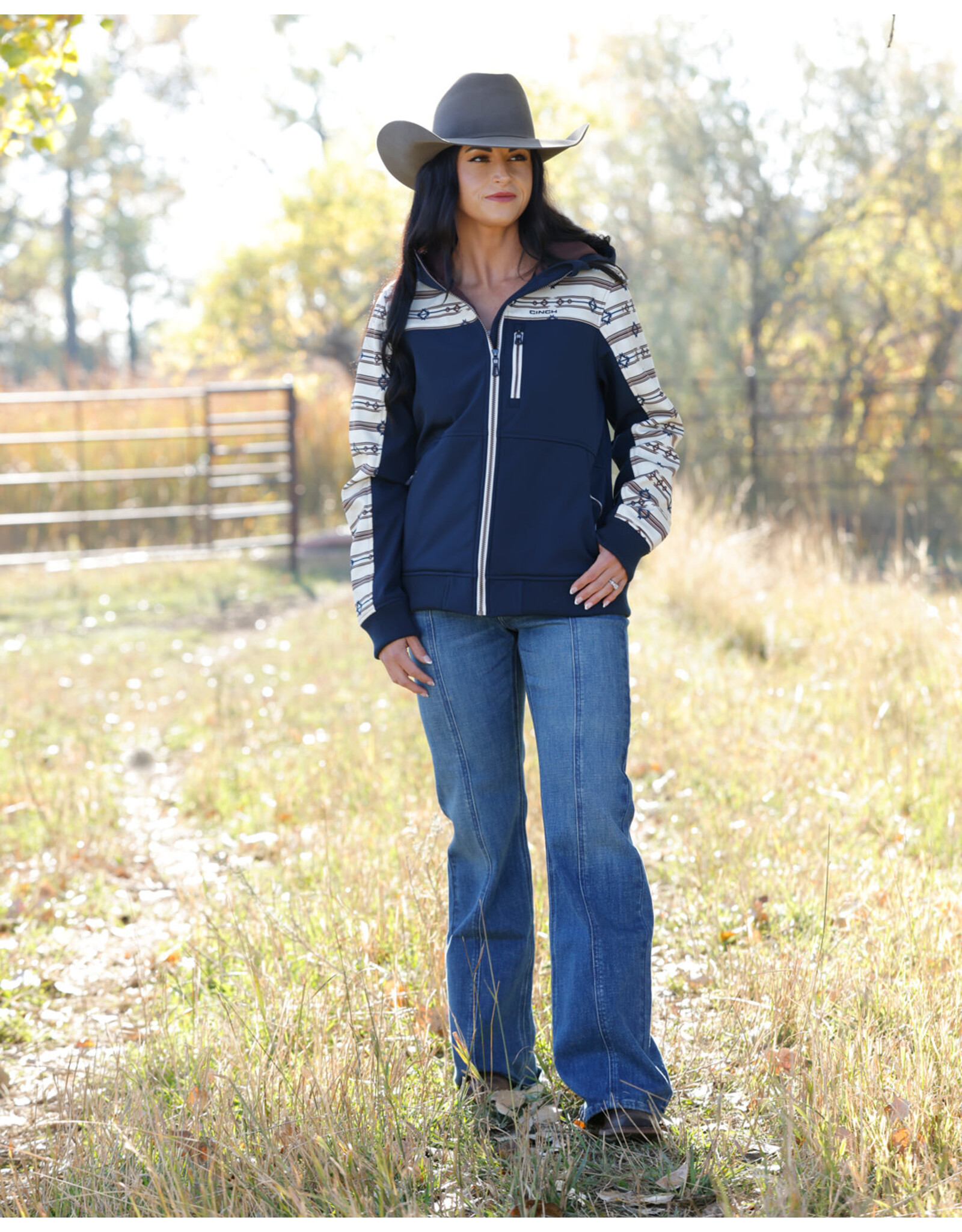 CINCH HOODIE WMS CINCH BONDED NAVY AZTEC