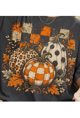 SOUTHERN ATTITUDE DESIGNS INC SWEATSHIRT WMS  GREY CHECKERED PUMPKINS