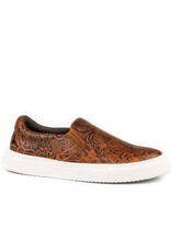 SHOES WMS ROPER LEATHER BROWN FLORAL TOOLED