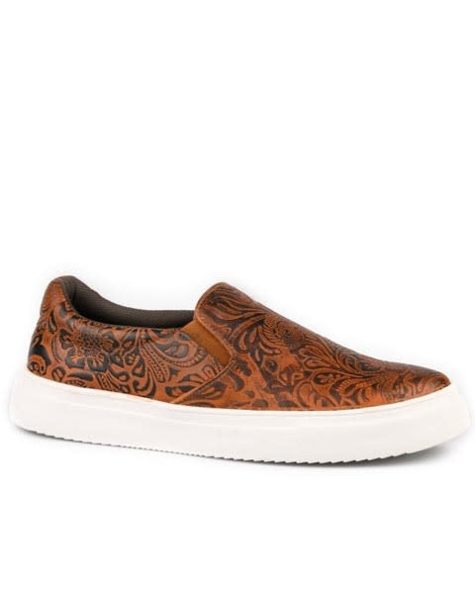 SHOES WMS ROPER LEATHER BROWN FLORAL TOOLED