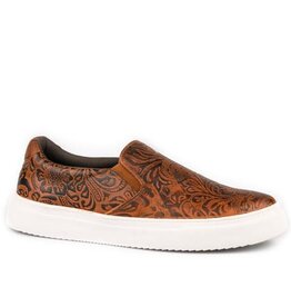 SHOES WMS ROPER LEATHER BROWN FLORAL TOOLED