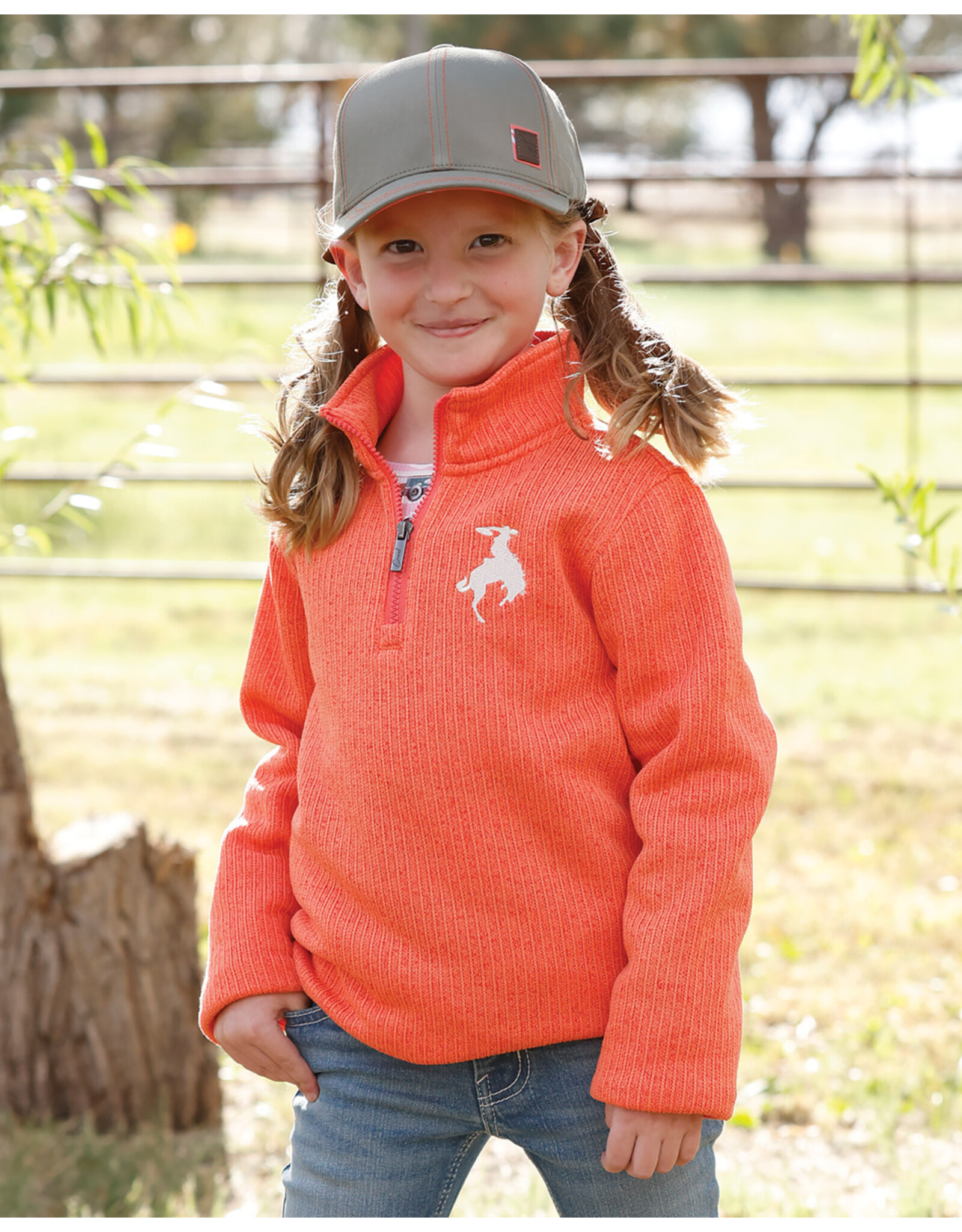 PULLOVER GIRLS CUREL 1/4 ZIP CORAL