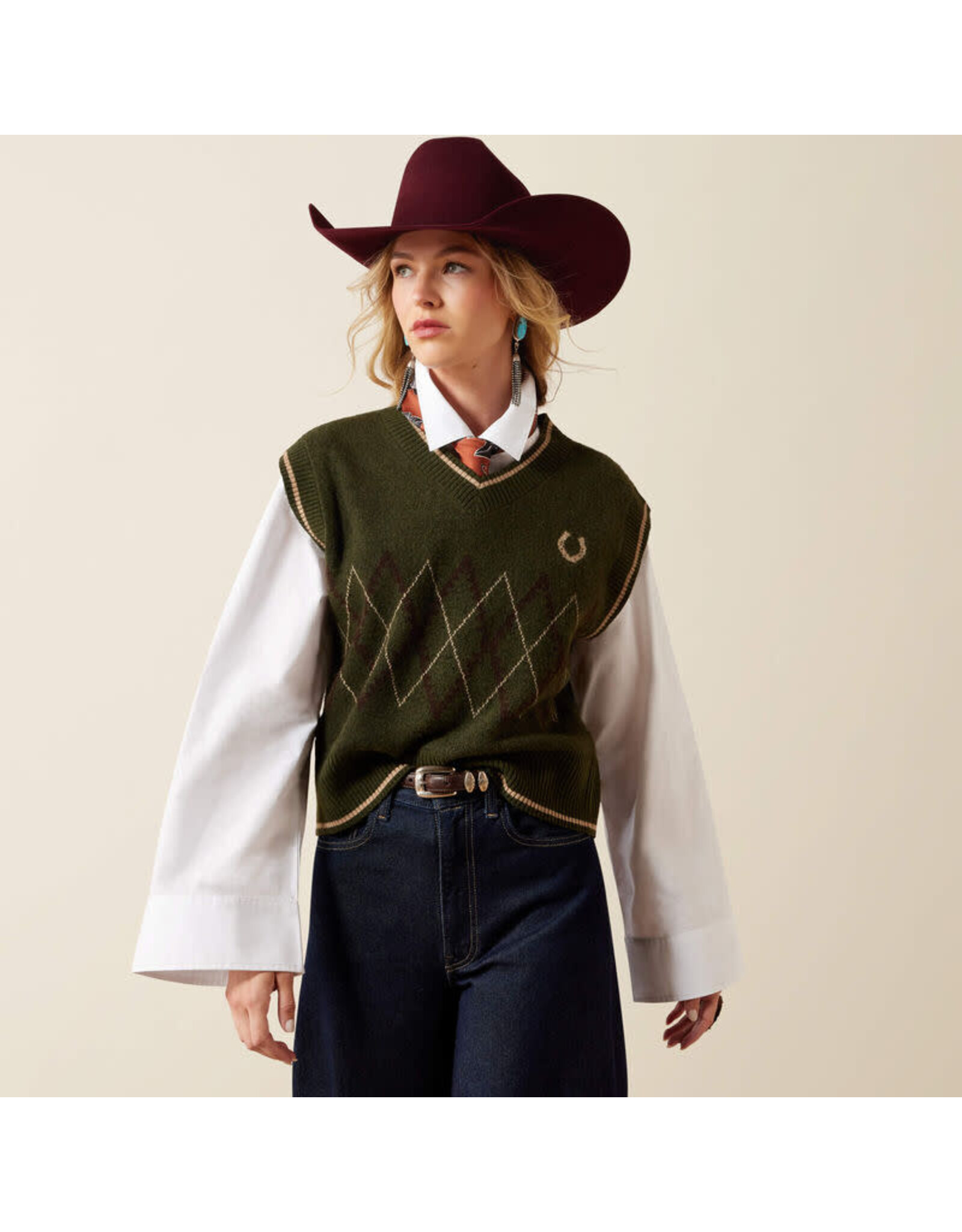 SWEATER VEST ARIAT WMS WICHITA IVY GREEN