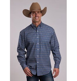 STETSON SHIRT STETSON MNS LS DOTTED LINE BLUE