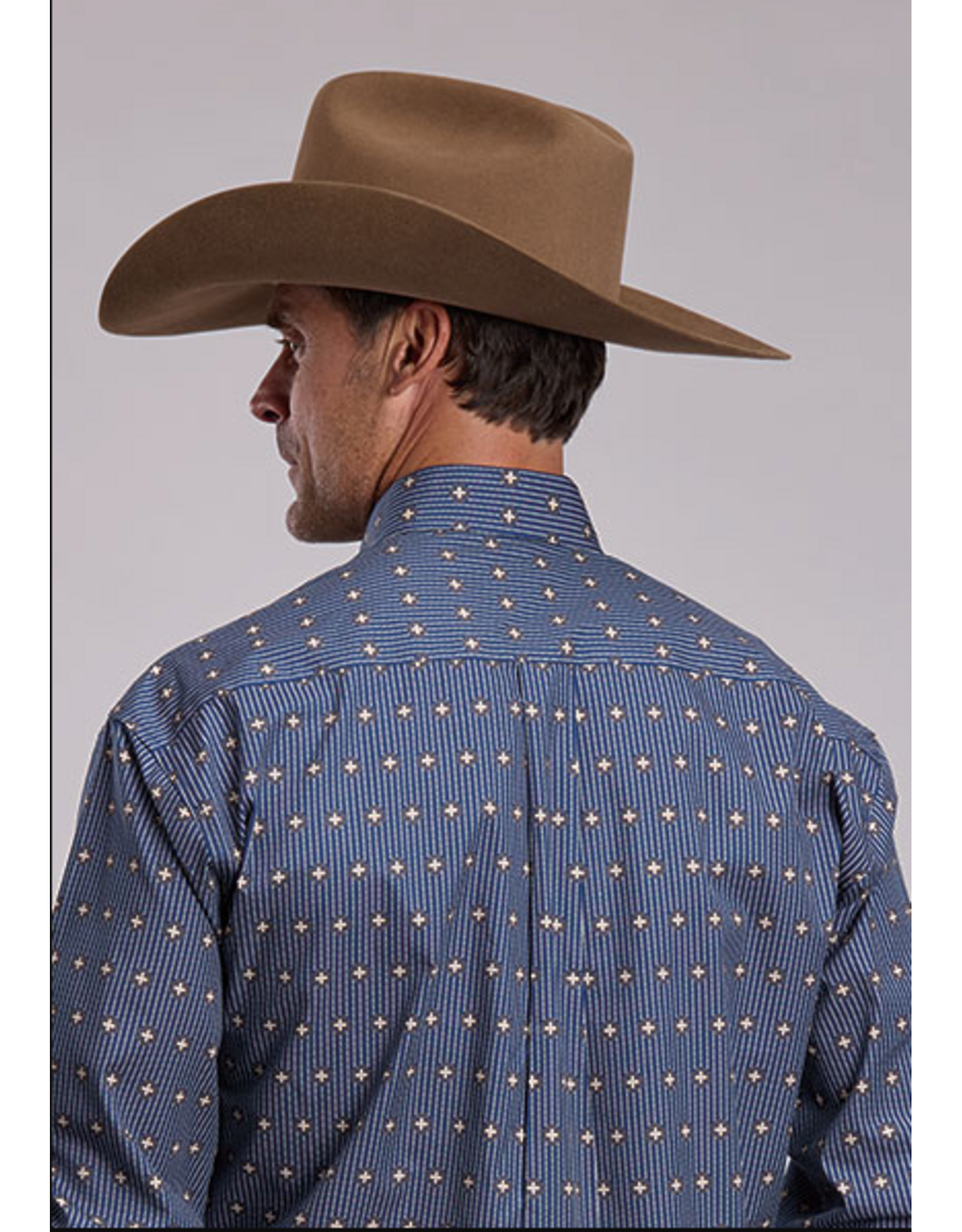 STETSON SHIRT STETSON MNS LS DOTTED LINE BLUE