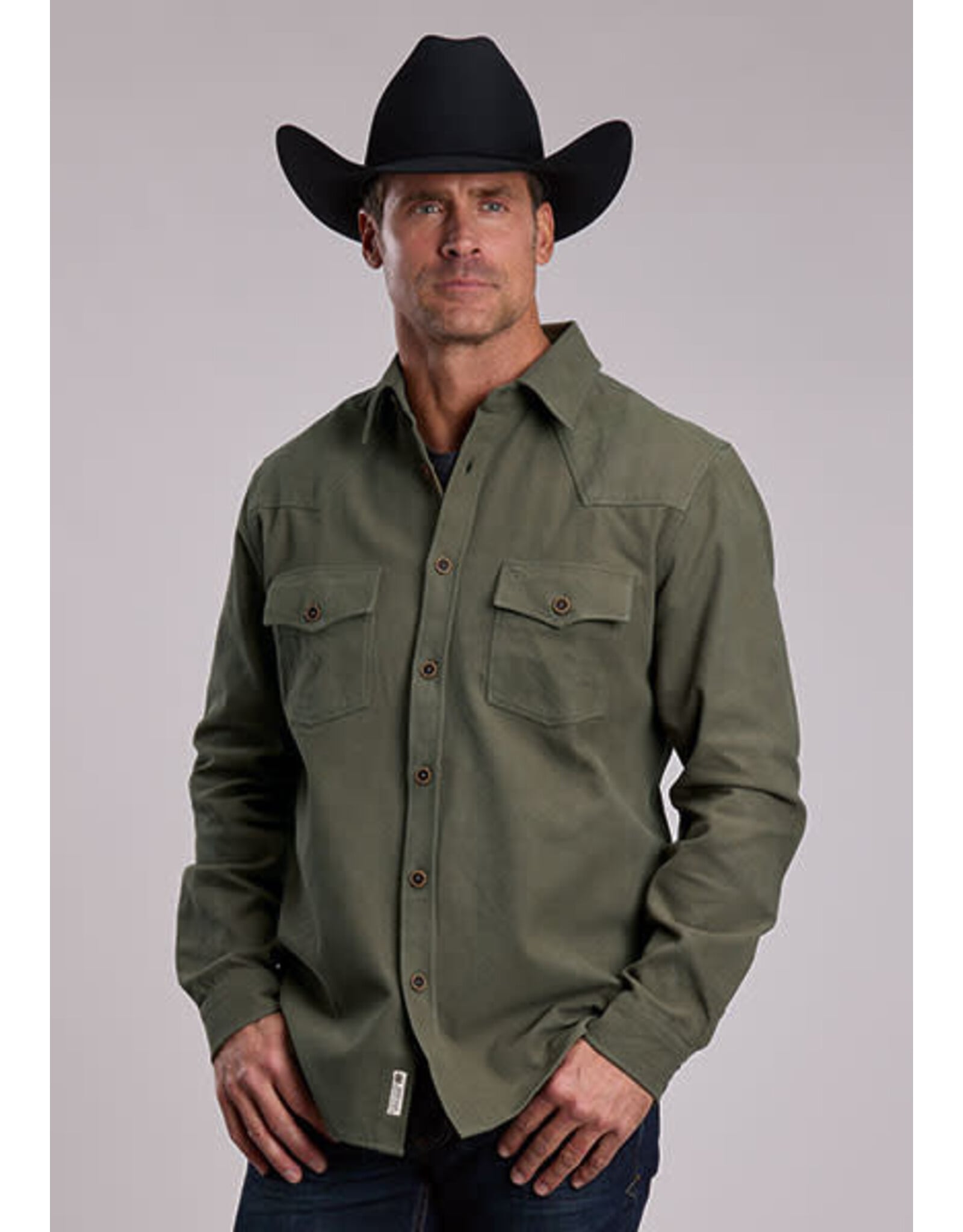 STETSON SHIRT MNS STETSON BRUSHED RUGGED TWILL GREEN