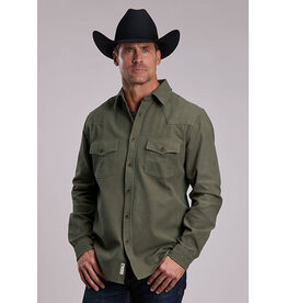 STETSON SHIRT MNS STETSON BRUSHED RUGGED TWILL GREEN