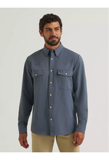 SHIRT MNS WRANGLER LS TECHNICAL TURBULENCE BLUE