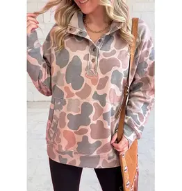 1 THE WOMEN PULLOVER SWEATSHIRT WMS 1/2 BUTTON CAMO