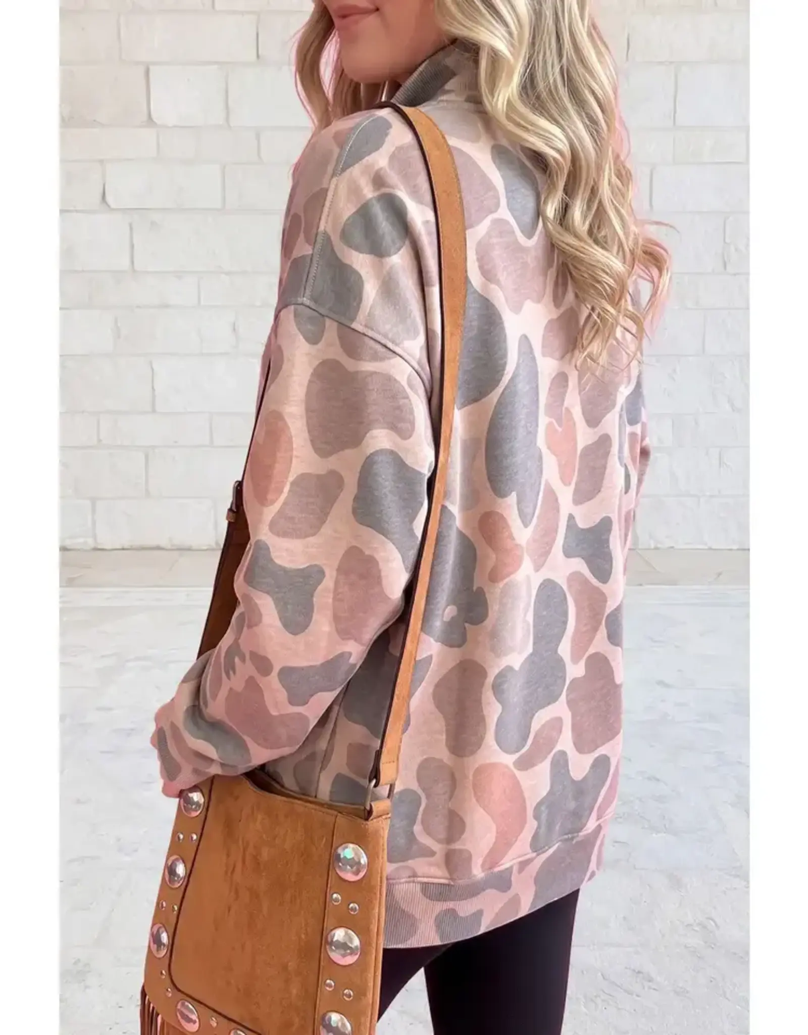 1 THE WOMEN PULLOVER SWEATSHIRT WMS 1/2 BUTTON CAMO