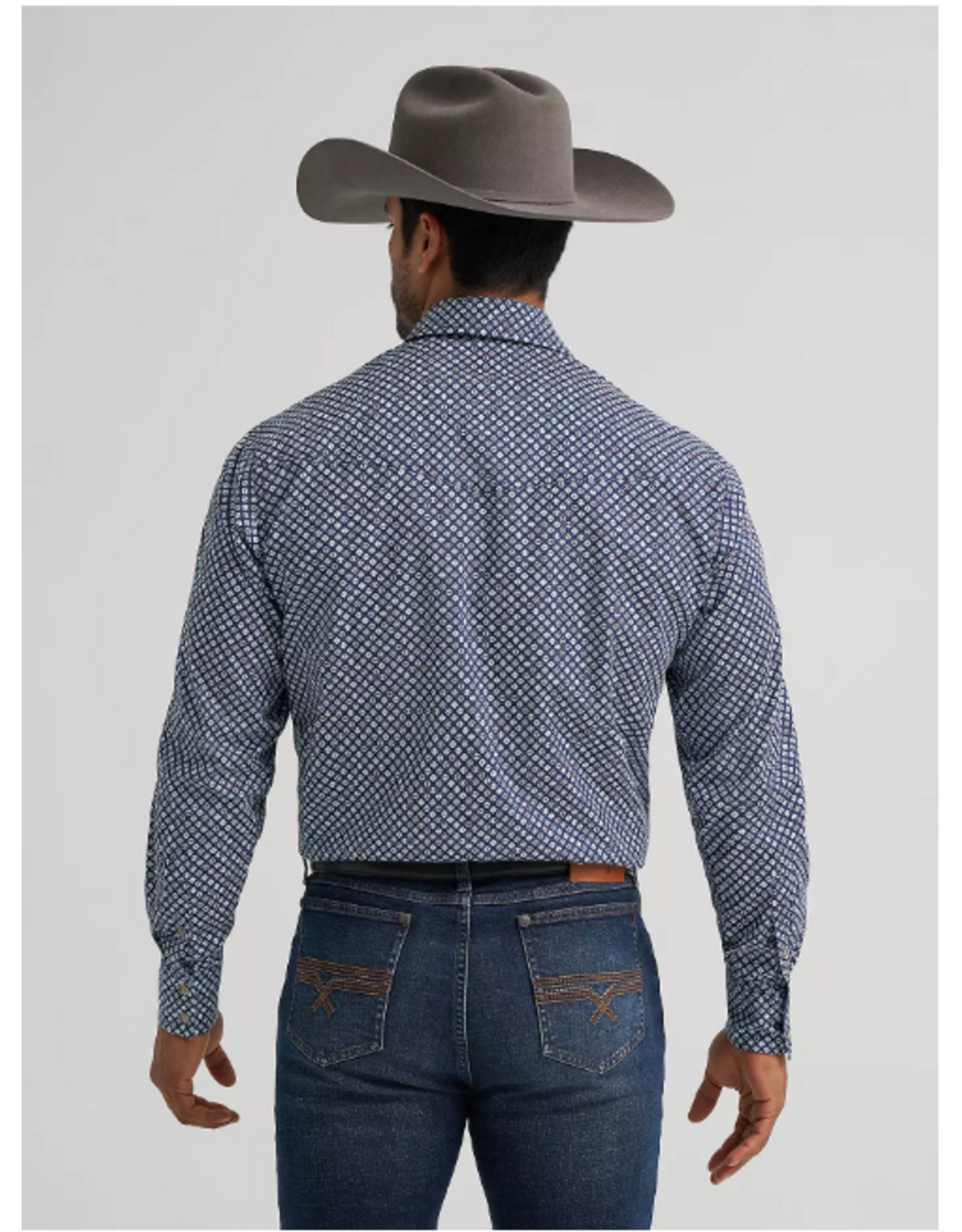 SHIRT MNS WRANGLER 20X  NAVY BLUE DICE